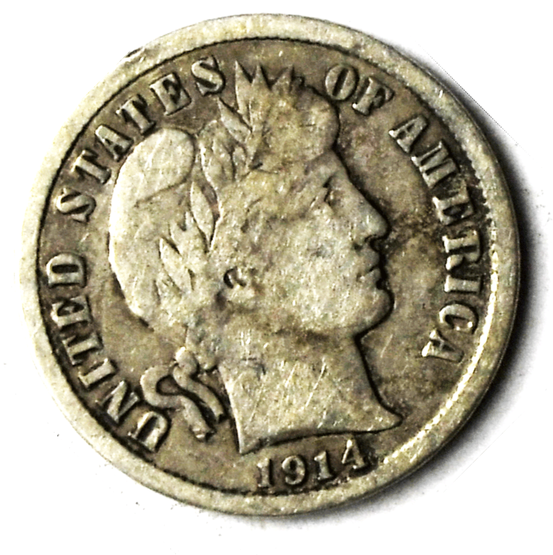 1914 D 10c Barber Silver Dime Rare Ten Cents Denver