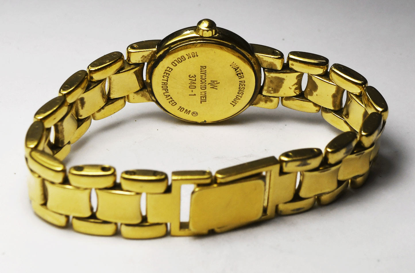 Women's Raymond Weil 3740-1 Black Crystal Dial 18k GEP Wristwatch 21mm 6.25"