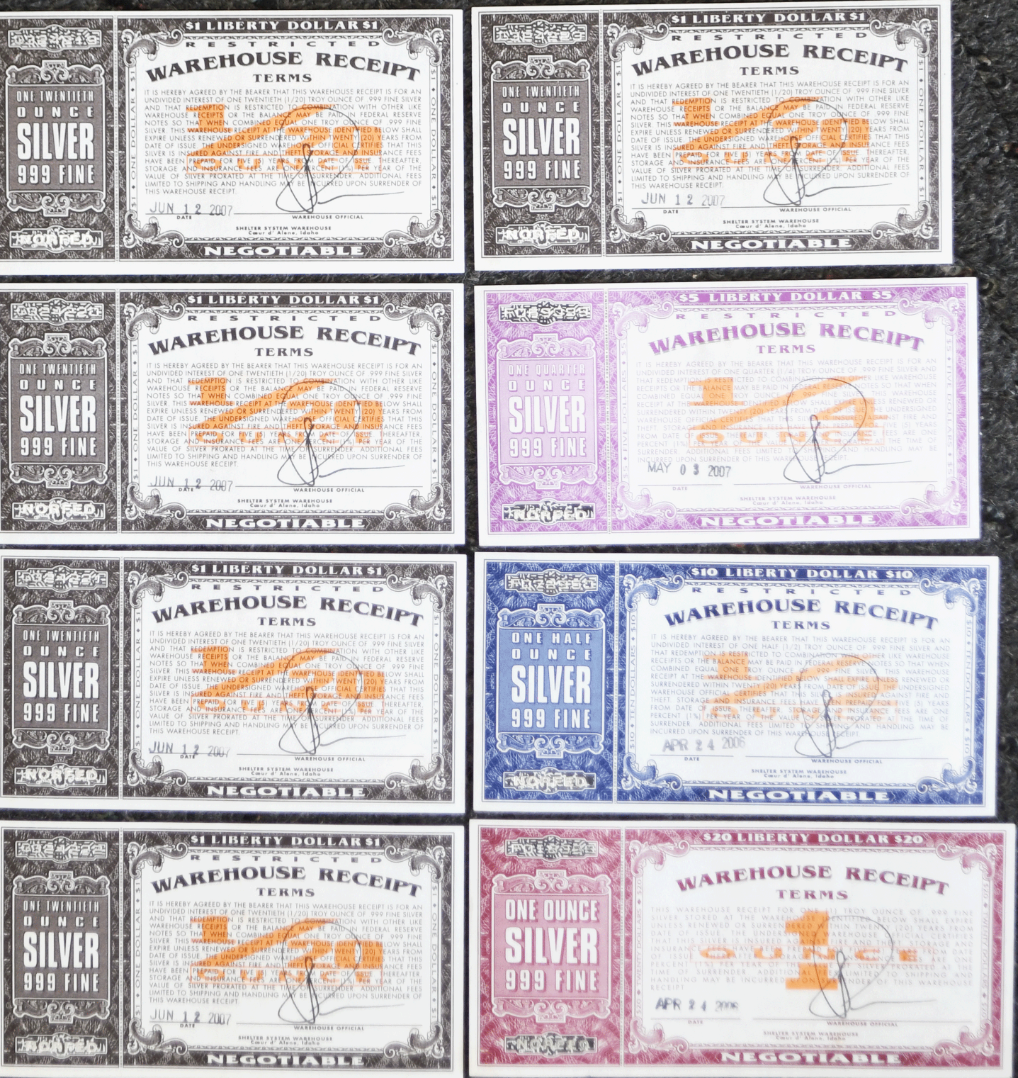 2006 NORFED $40 Packet of American Liberty $20 $10 $5 $1 Silver Certificates Unc