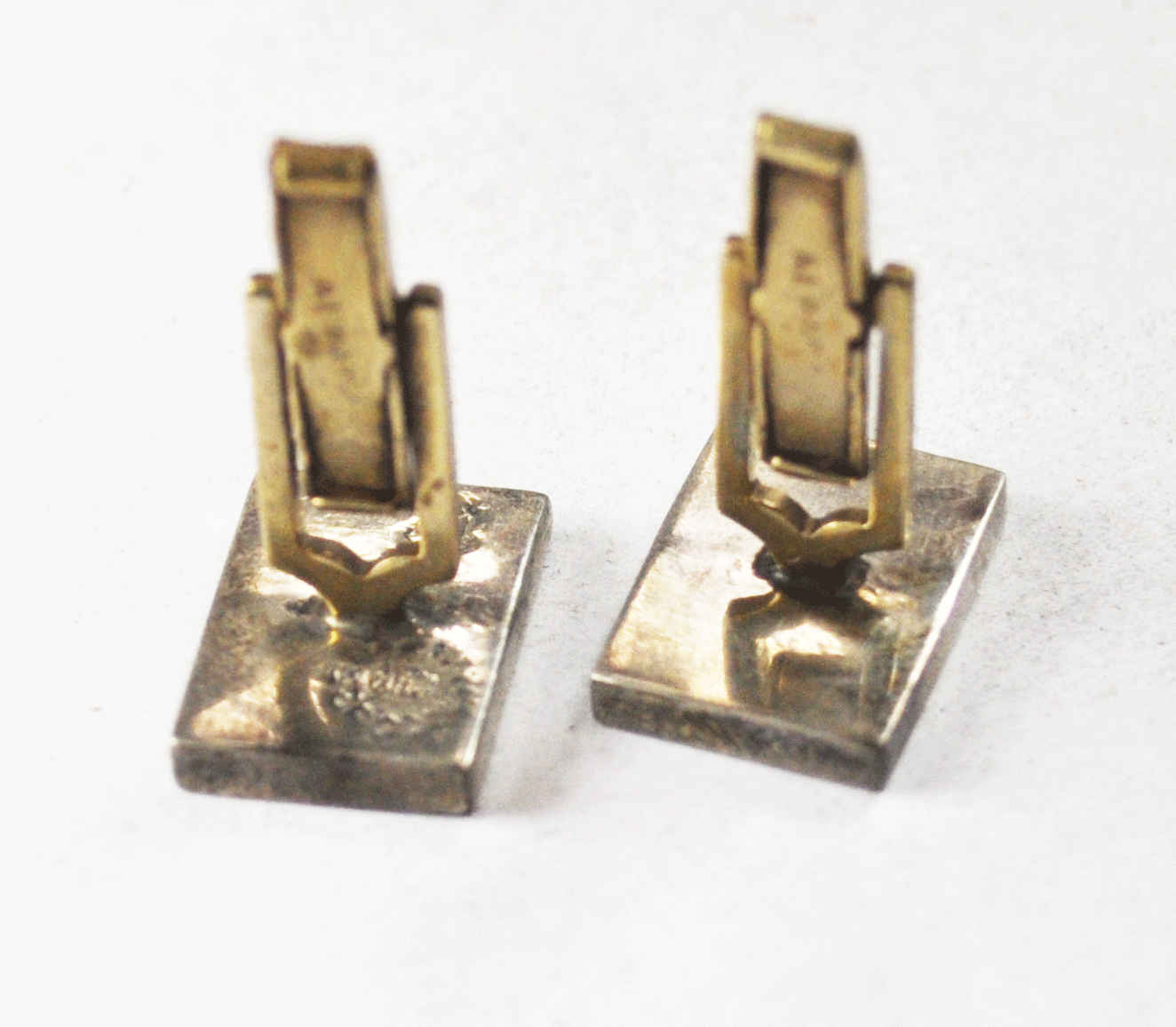 Silver Plated Alpaca Triangle Abalone Rectangle Cufflinks 13mm x 17mm
