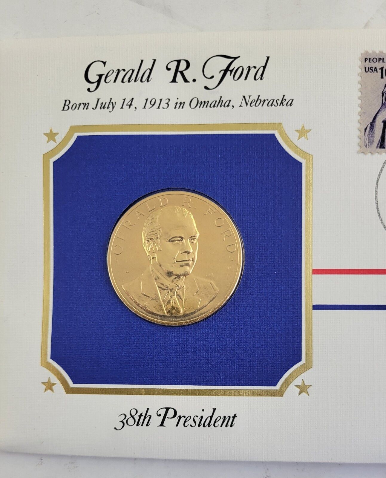Gerald R Ford Presidential Covers Medal Postal Commemorative Society Gold Plated