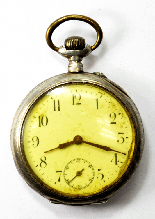 Swiss Ancre 15 Rubis 800 Fine Silver Pocket Watch Galonne 49mm Running