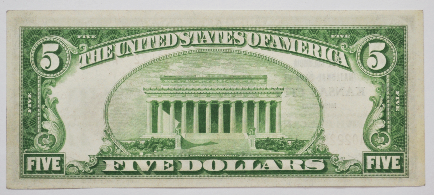 1929 $5 National Currency People NB Columnia NB KC MO Type 2 11472 A022293