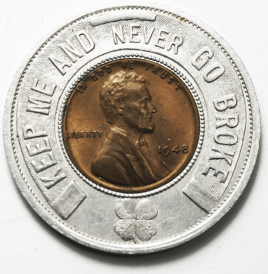 Encased Penny 1c 1948 Wheat Penny Bell Chevrolet Hamilton Blvd Peoria Illinois