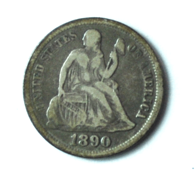 1890 10c Seated Liberty Silver Dime Ten Cents Philadelphia