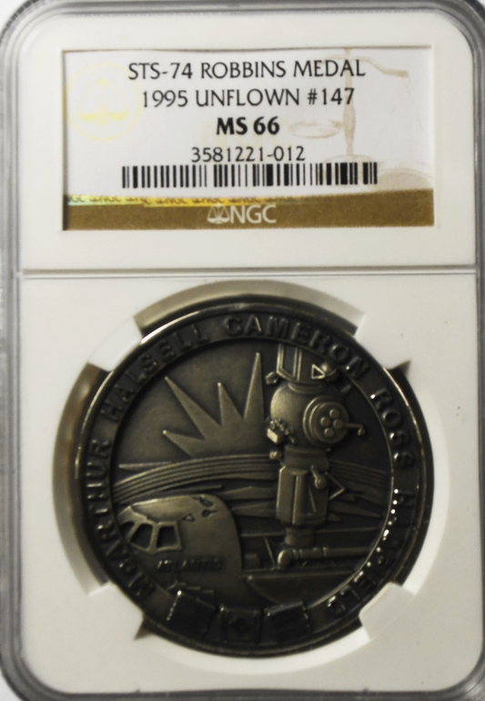 1995 STS-74 Robbins Silver Space Medal Unflown #147 NGC MS66