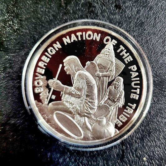 Sovereign Nation of The Paiute Tribe Native American 999 Silver Franklin Mint