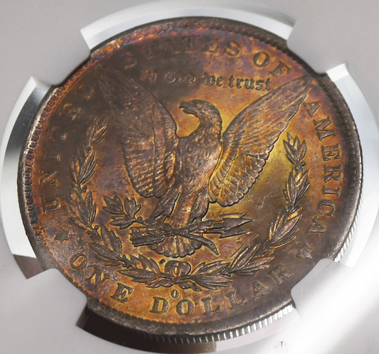 1883 O $1 Morgan Silver Dollar MS62 NGC Uncirculated Rainbow Toned