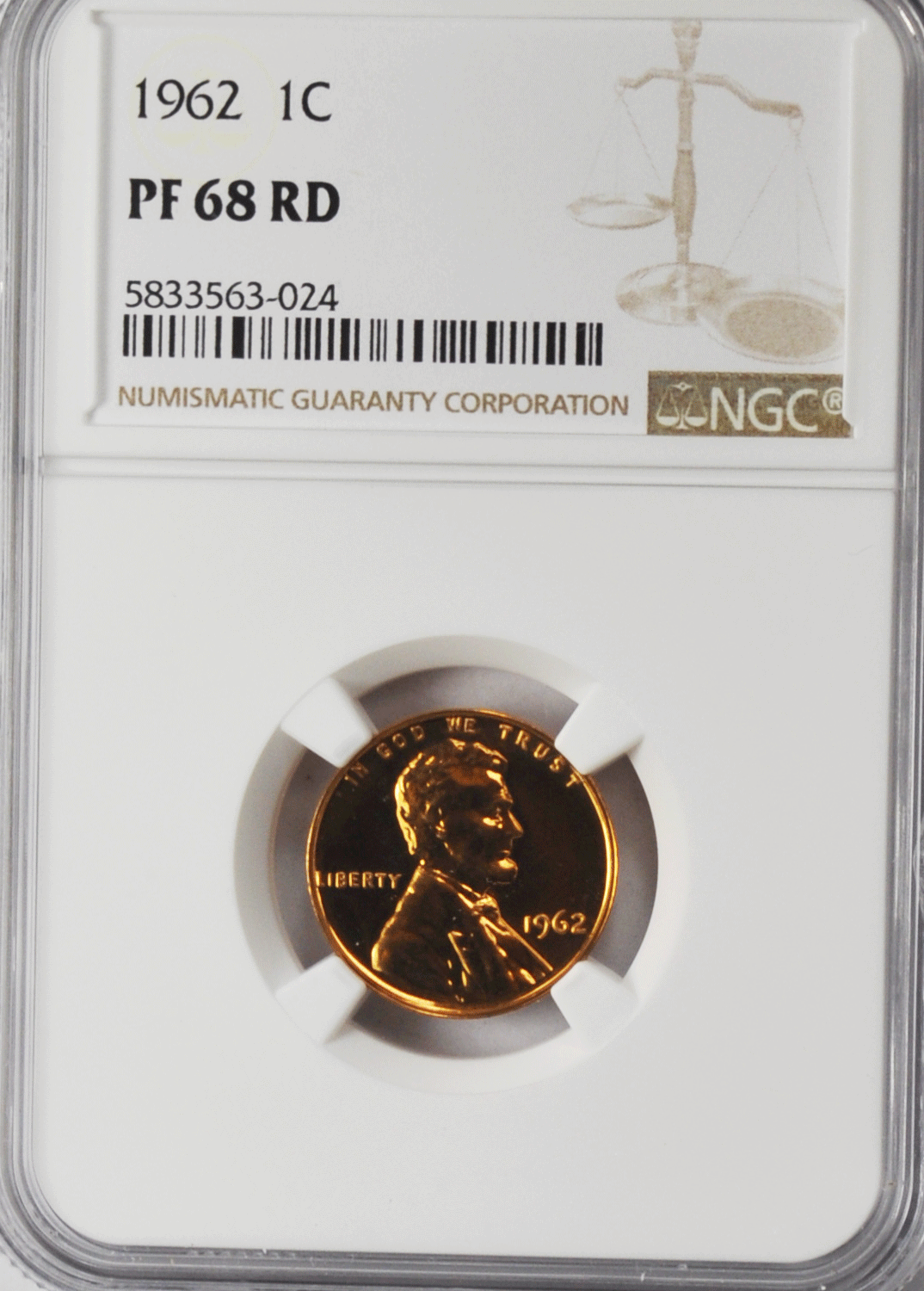 1962 1c Proof Lincoln Memorial Cent One Penny NGC PF68 RD Gem Uncirculated