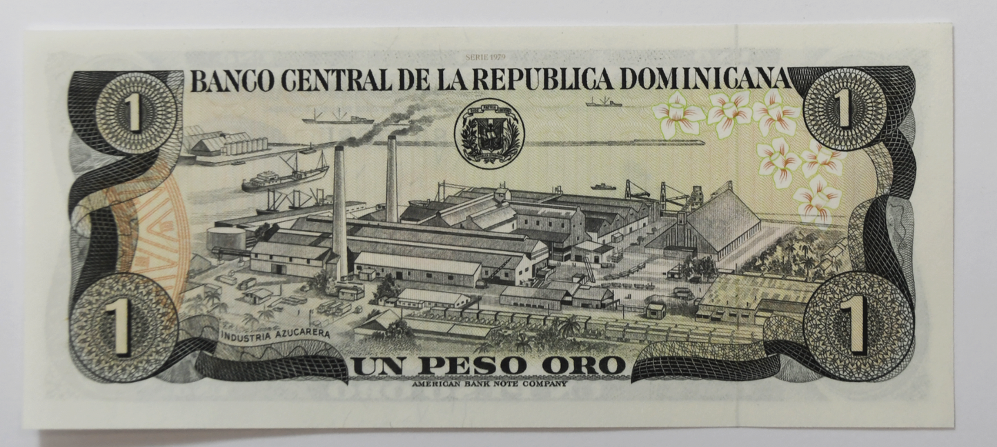 1979 $1 One Dollar Dominican Republic Uncirculated Banknote A855388U