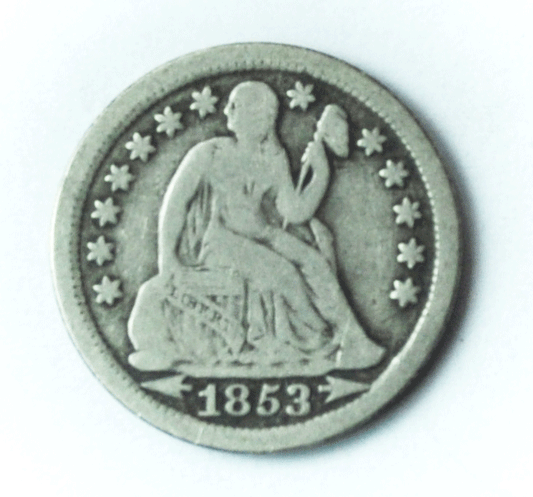 1853 Arrows 10c Seated Liberty Silver Dime Ten Cents Philadelphia