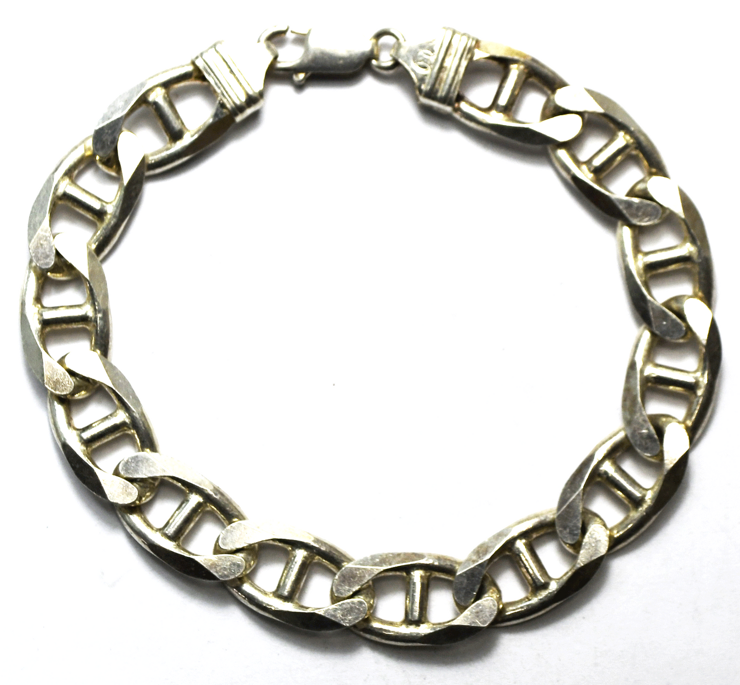 Sterling Silver Heavy Mariner Anchor Chain Bracelet 12mm 9.5" 43g