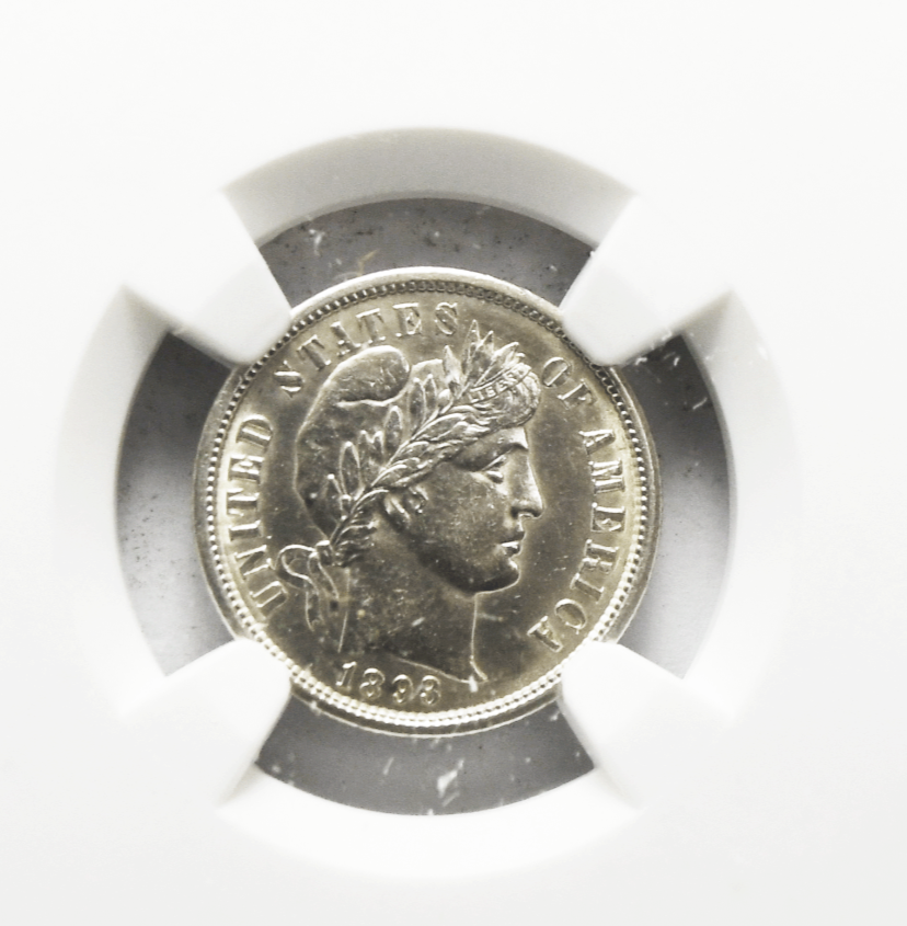 1893 S 10c Barber Silver Dime Ten Cents San Francisco AU Details