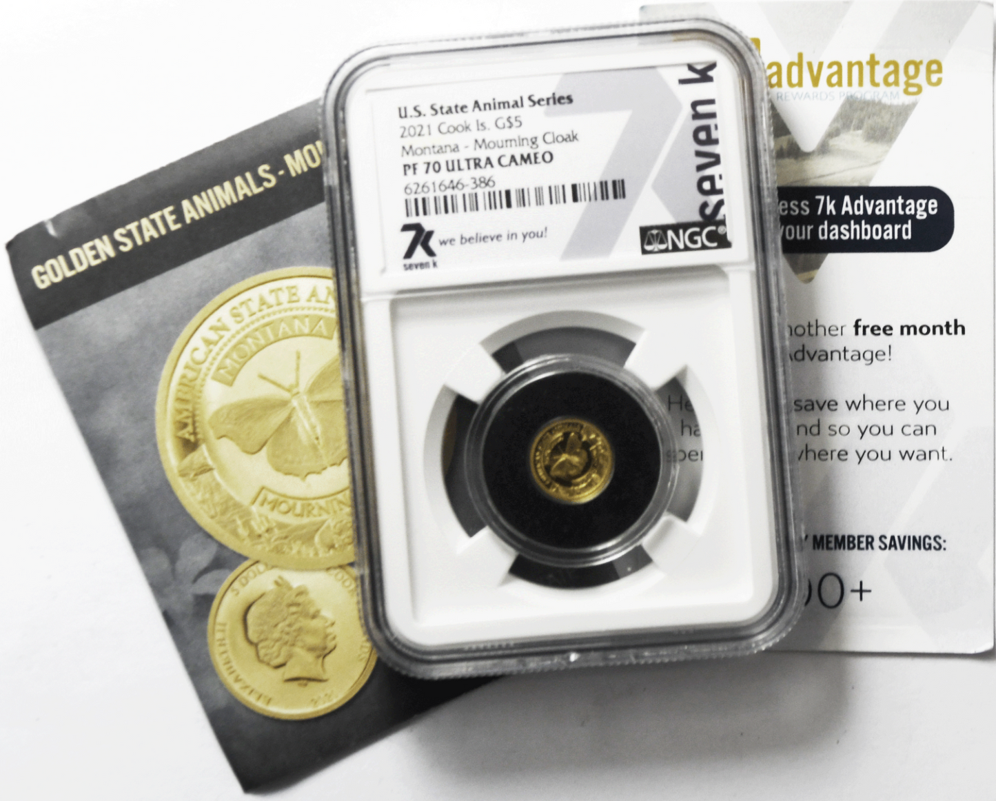 2021 $5 Cook Is Gold .5g Animal Series 7k NGC PF70 UC Montana Mourning Cloak