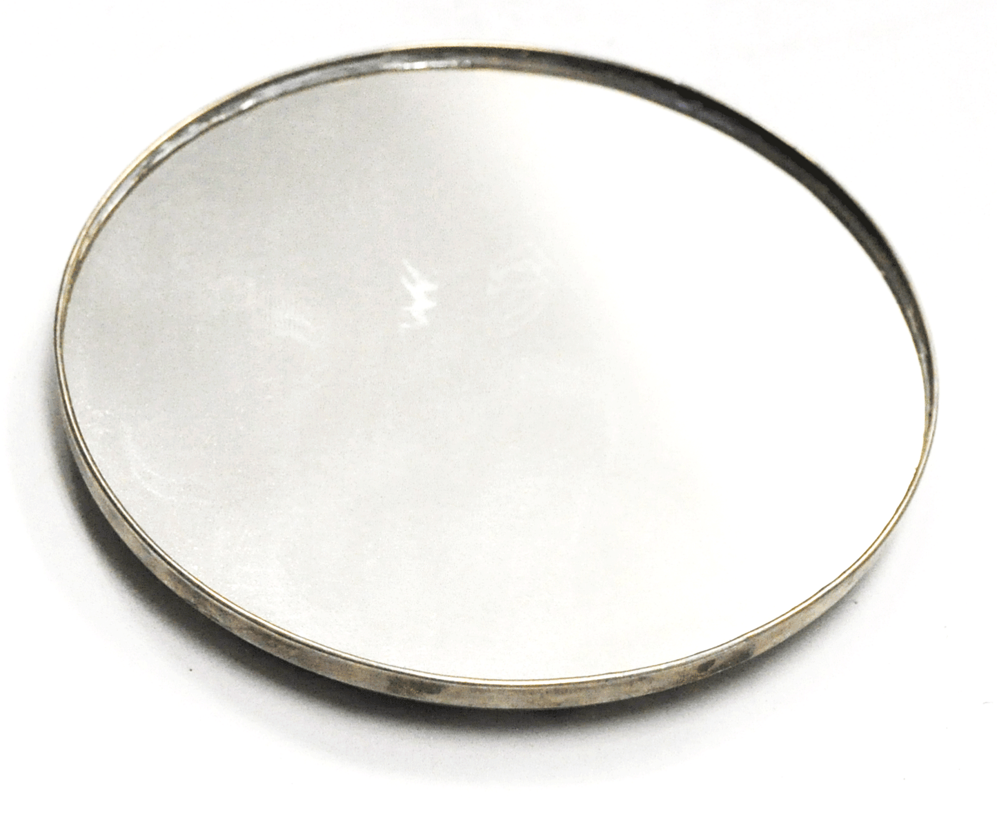 Vintage Silver Plated Compact Mirror Scroll Pattern 3-1/4"