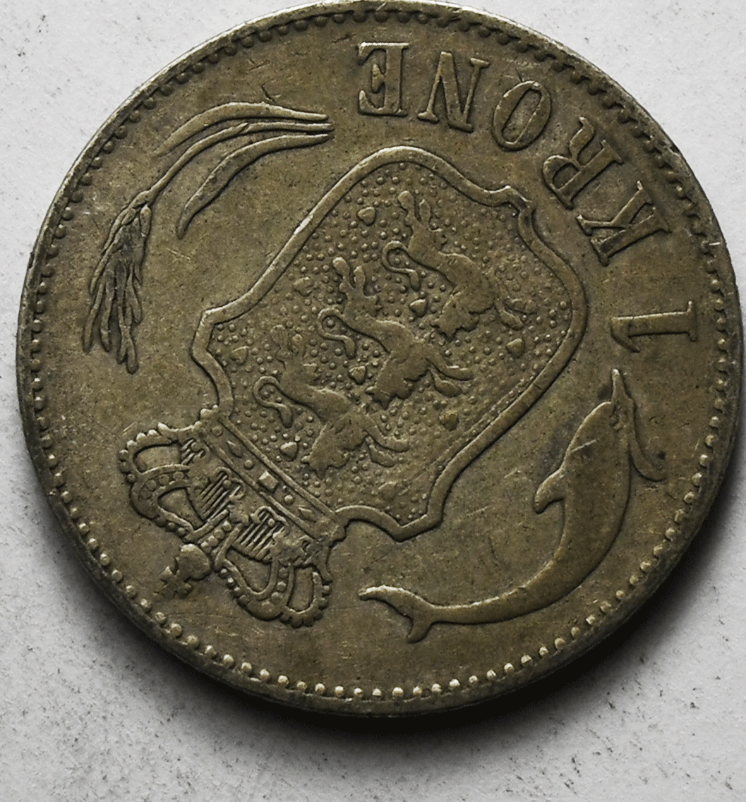 1892 (h) HC CS Denmark One Krone KM# 797.1 Silver Coin