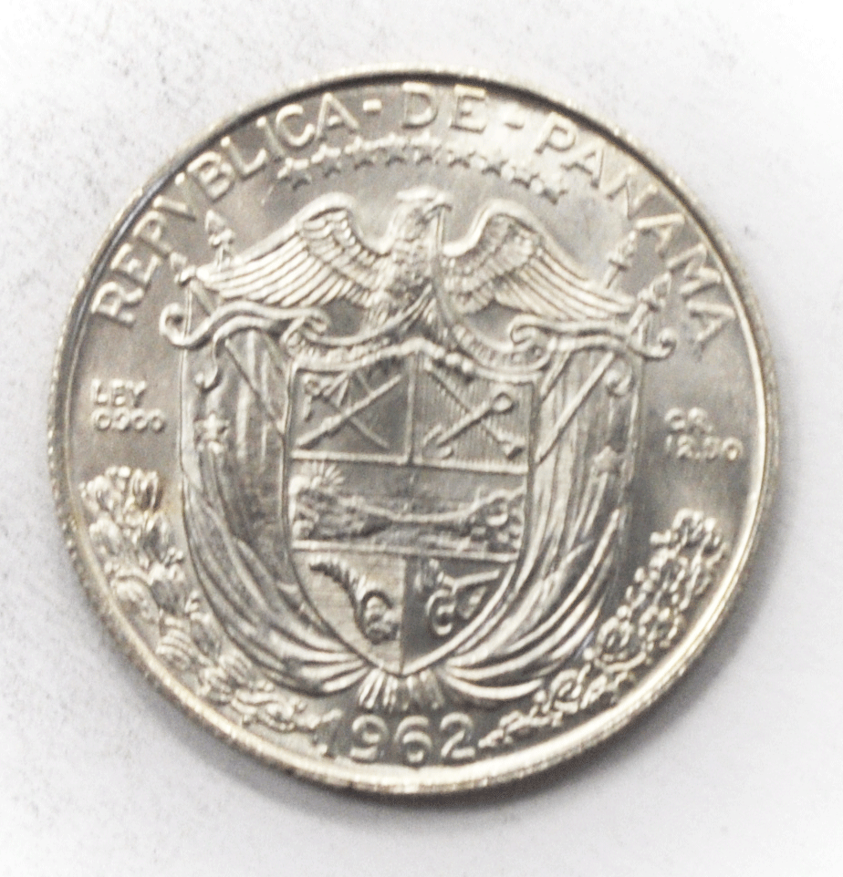 1962 Panama 1/2 Half Balboa Silver Coin KM# 12.2 Uncirculated