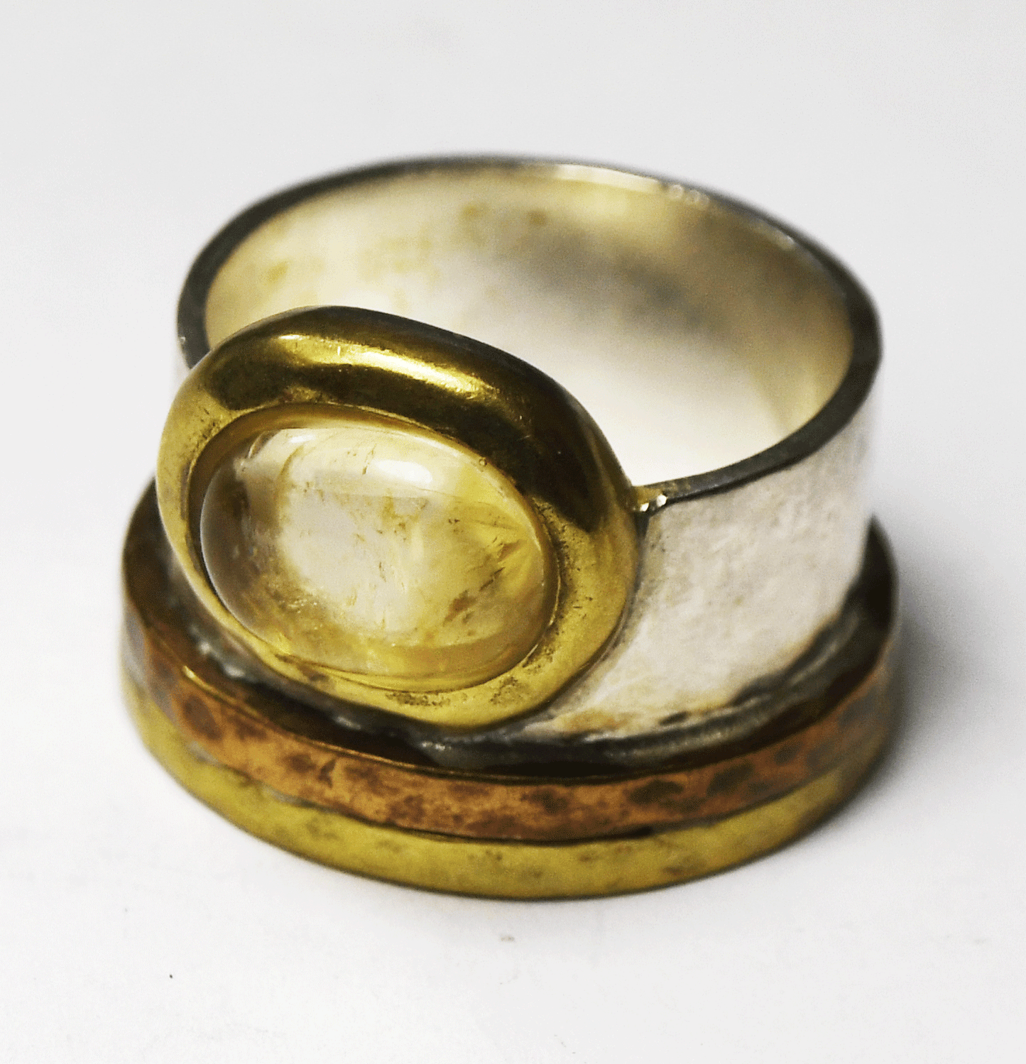 Sterling Silpada Metallic Mix R3364 Citrine Ring Copper 3-Tone 16mm Size 7