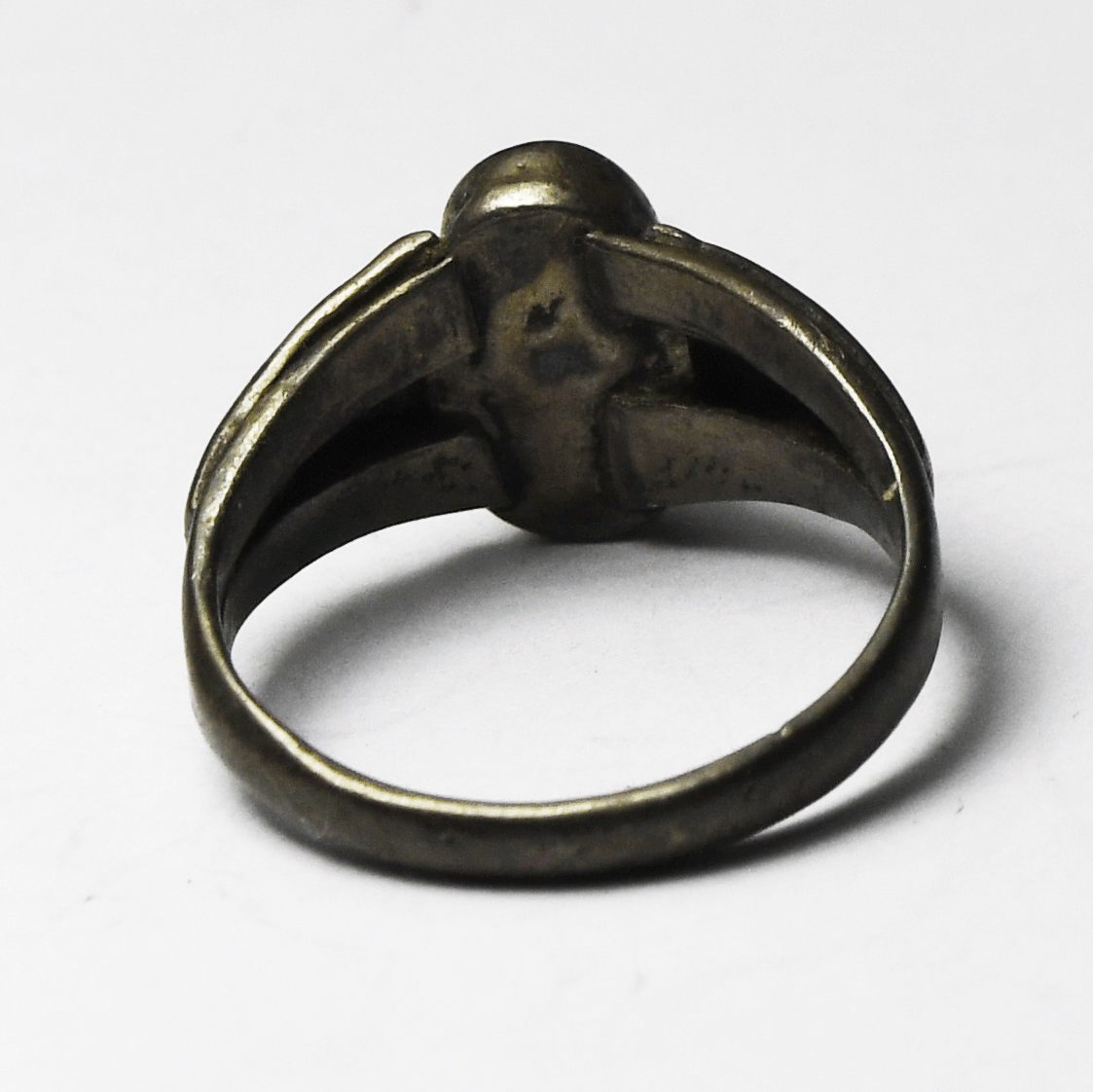 Antique Sterling Silver Green Turquoise Solitaire Eagle Bird Edge Ring Size 5