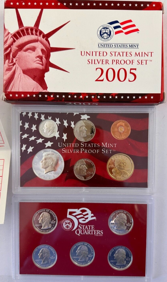 2005 US Mint Silver Proof Set w/COA - Free Shipping USA