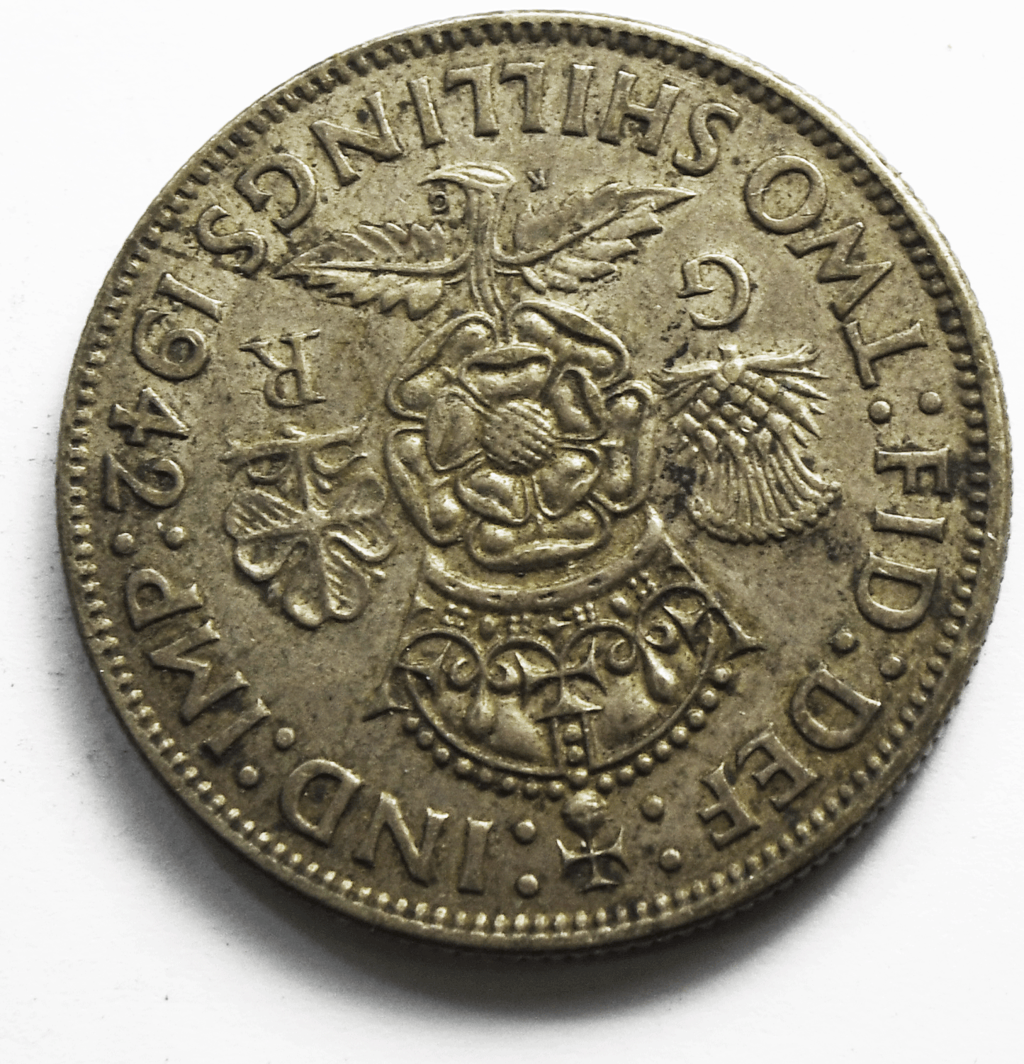 1942 Great Britain Silver One Florin Two Shillings Coin KM# 855