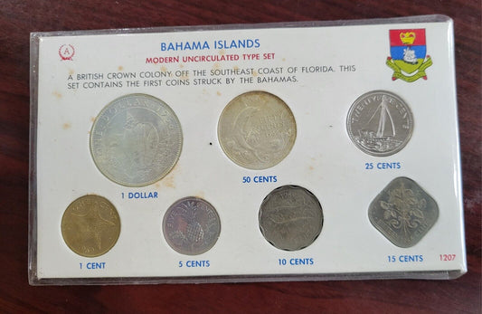 Bahamas 7 Coin Mint Set in Original Packaging Type Set 1966, 1969, 1976, 1978
