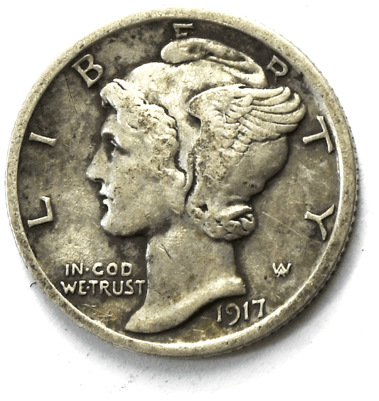 1917 10c Mercury Silver Dime Rare Ten Cents Philadelphia