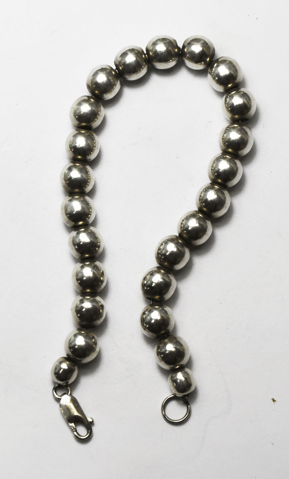 Sterling Silver 8mm Round Bead Bracelet 8" 22g