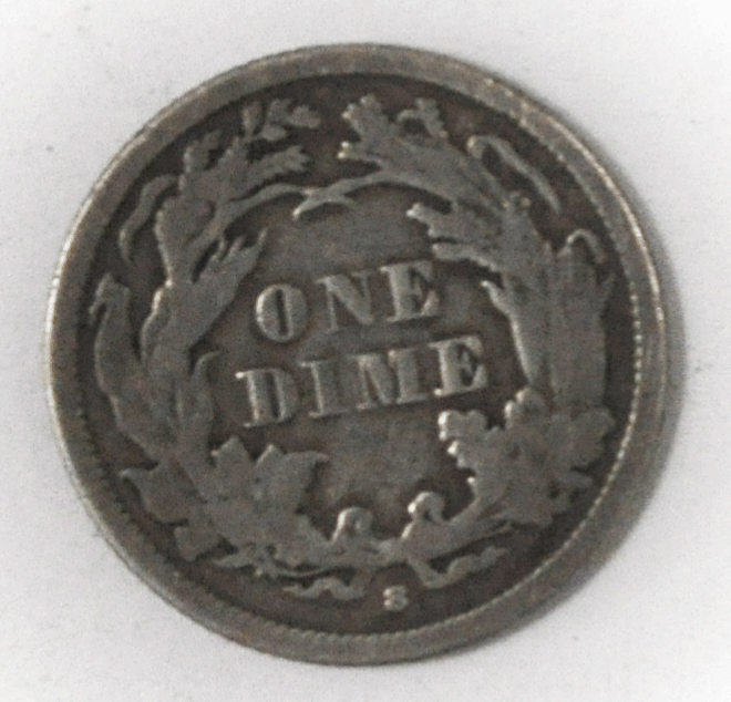 1863 S 10c Seated Liberty Silver Dime VF San Francisco Low Mintage US Civil War