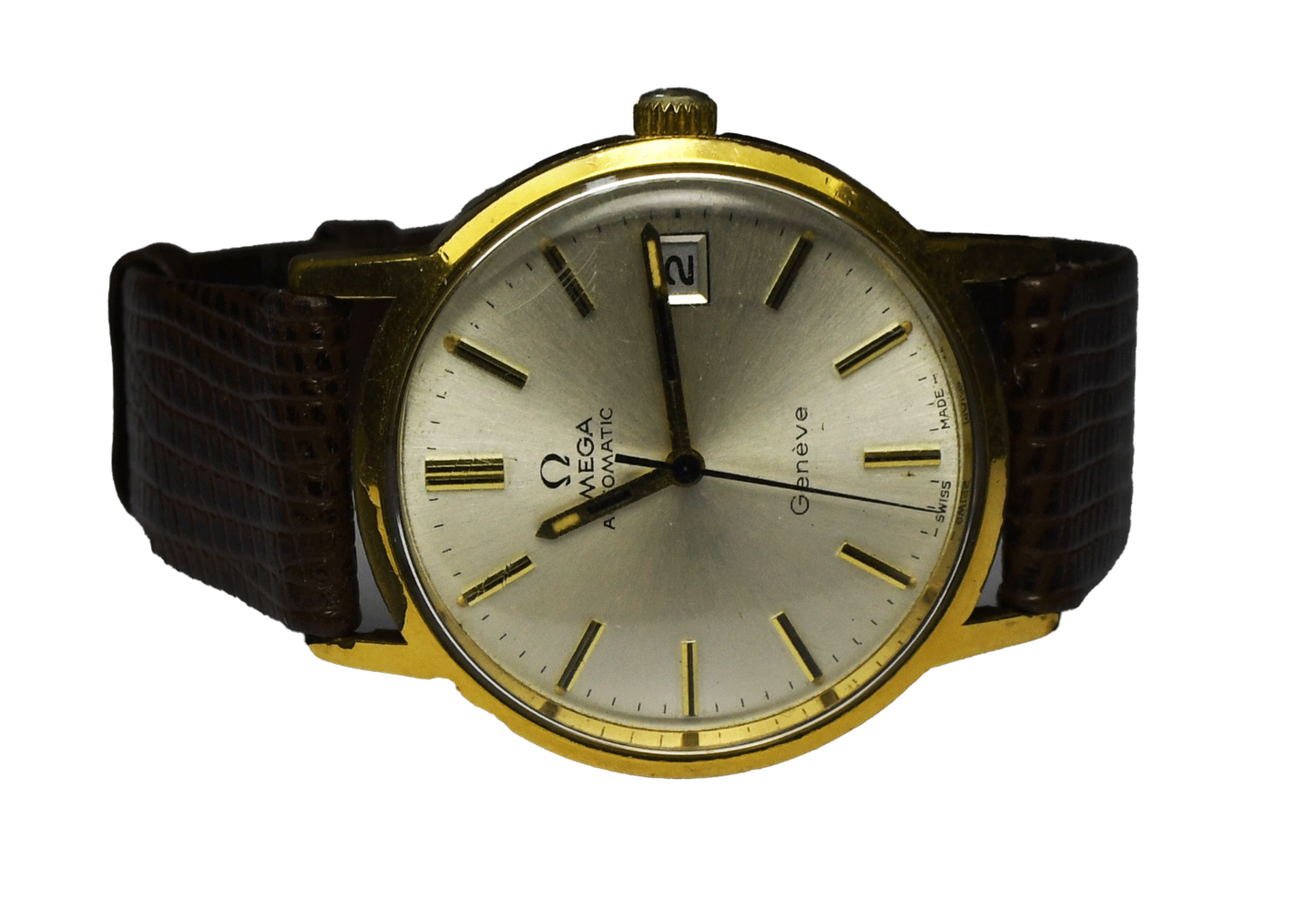 1973 Men's Omega Automatic Geneve Date 1012 GEP 35mm 166.0163 Not Running