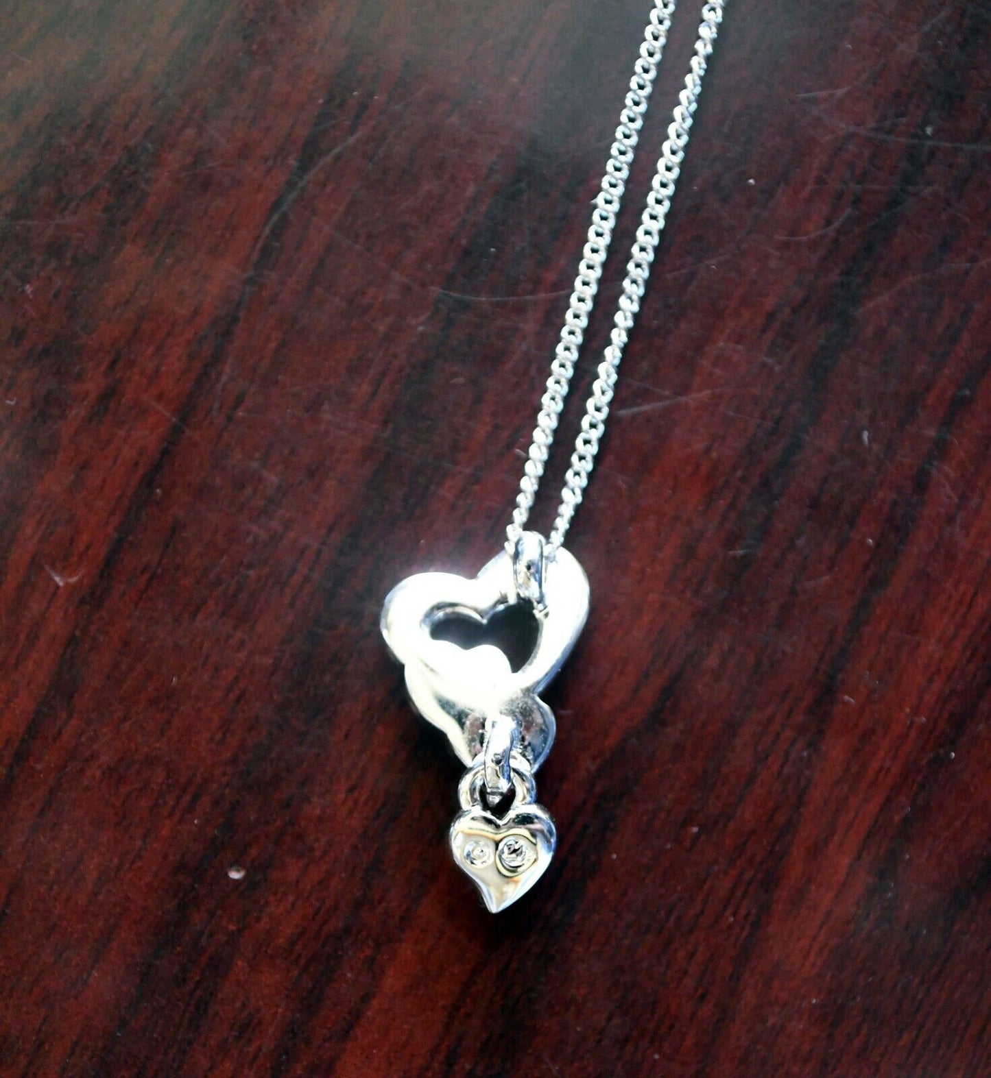 Genuine Swarovski Silver & Red Heart Pendant and 17 1/2" Necklace Austria