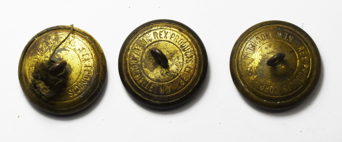 3 Vintage Rex Products New Rochelle US Great Seal Eagle Uniform Buttons