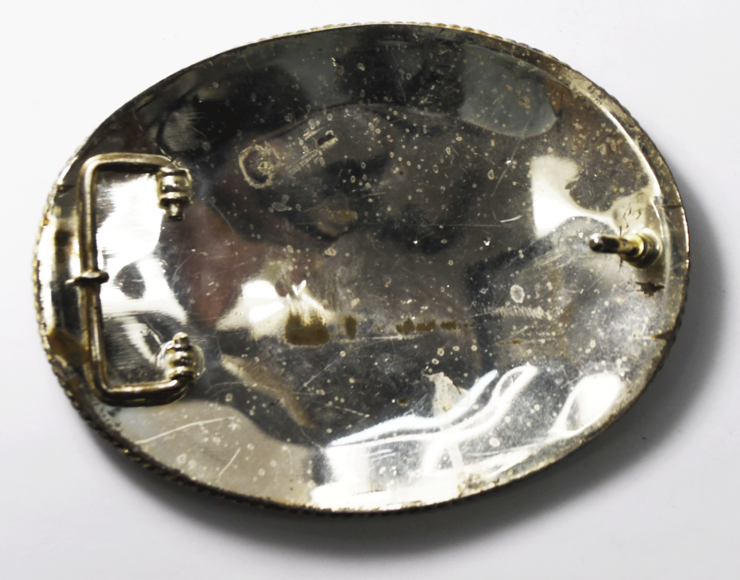 Large Silver Plate Mexico 5" x 3-5/8" Belt Buckle Horse Western 40mm Belt