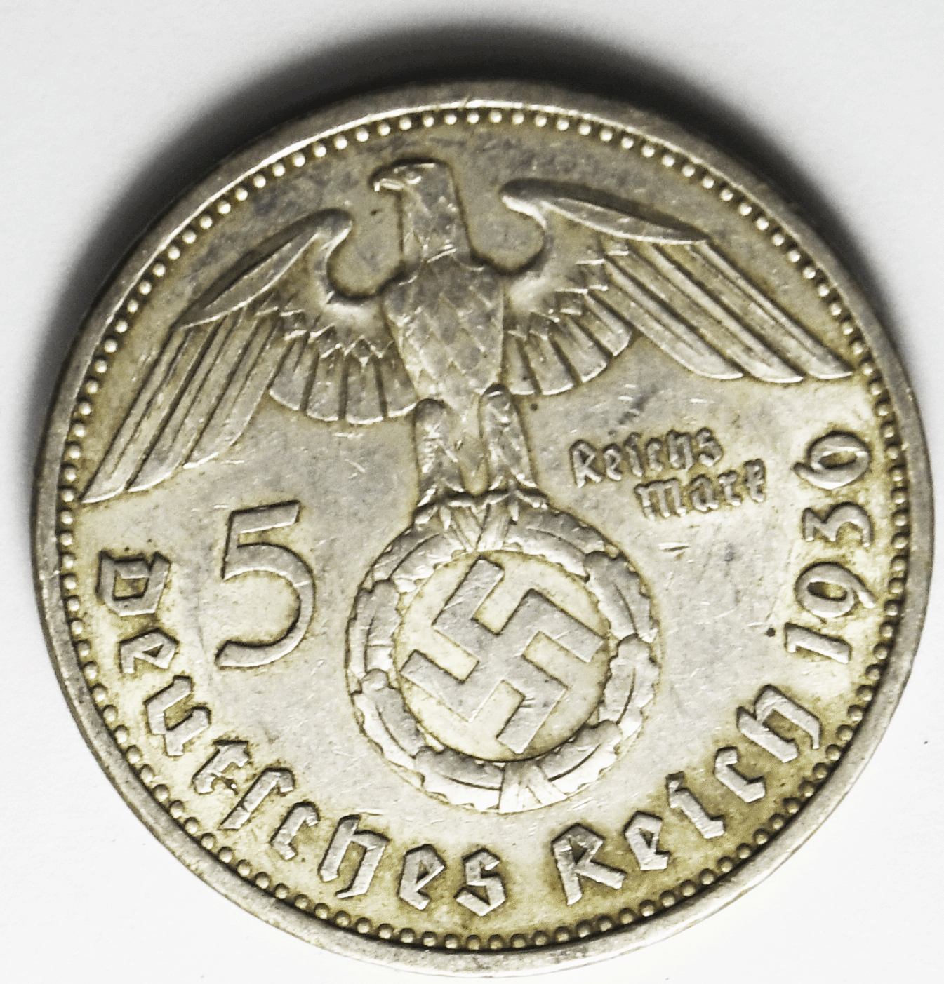 1936 A Germany Third Reich 5 Five Reichsmark Silver Coin KM# 94