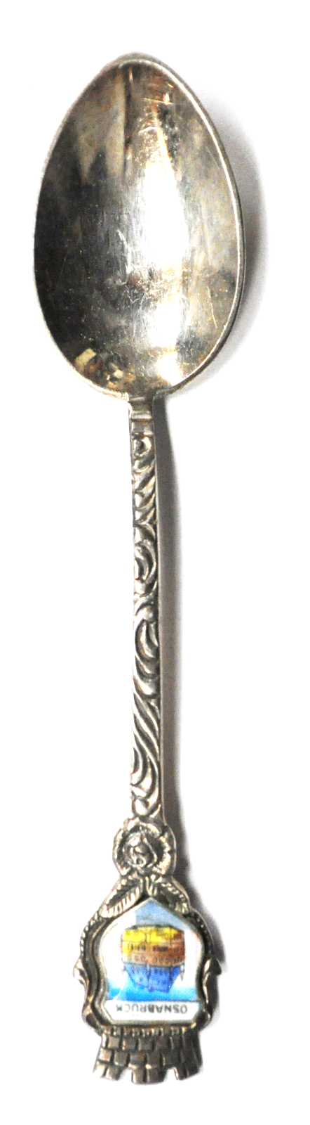 Silver Plated Antiko 100 Osnabrück Germany Enamel Souvenir Spoon 4-1/8"