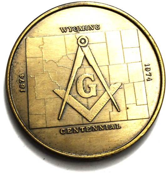 1974 Masonic Grand Lodge Wyoming AF AM 39mm Medal