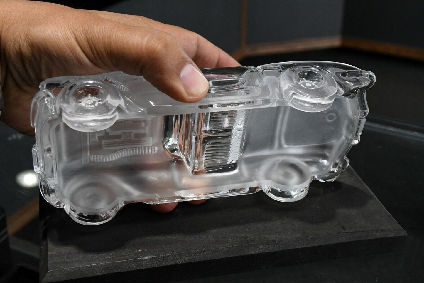 Hofbauer Crystal Solid 1959 Corvette with Stand Paperweight Western Germany