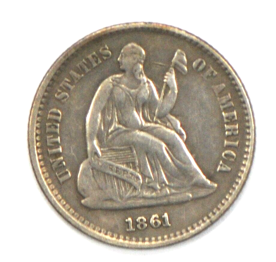 1861/0 H10c Seated Liberty Silver Half Dime Philadelphia 1861/1861 FS-301