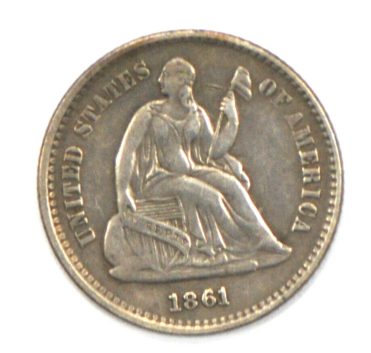1861/0 H10c Seated Liberty Silver Half Dime Philadelphia 1861/1861 FS-301