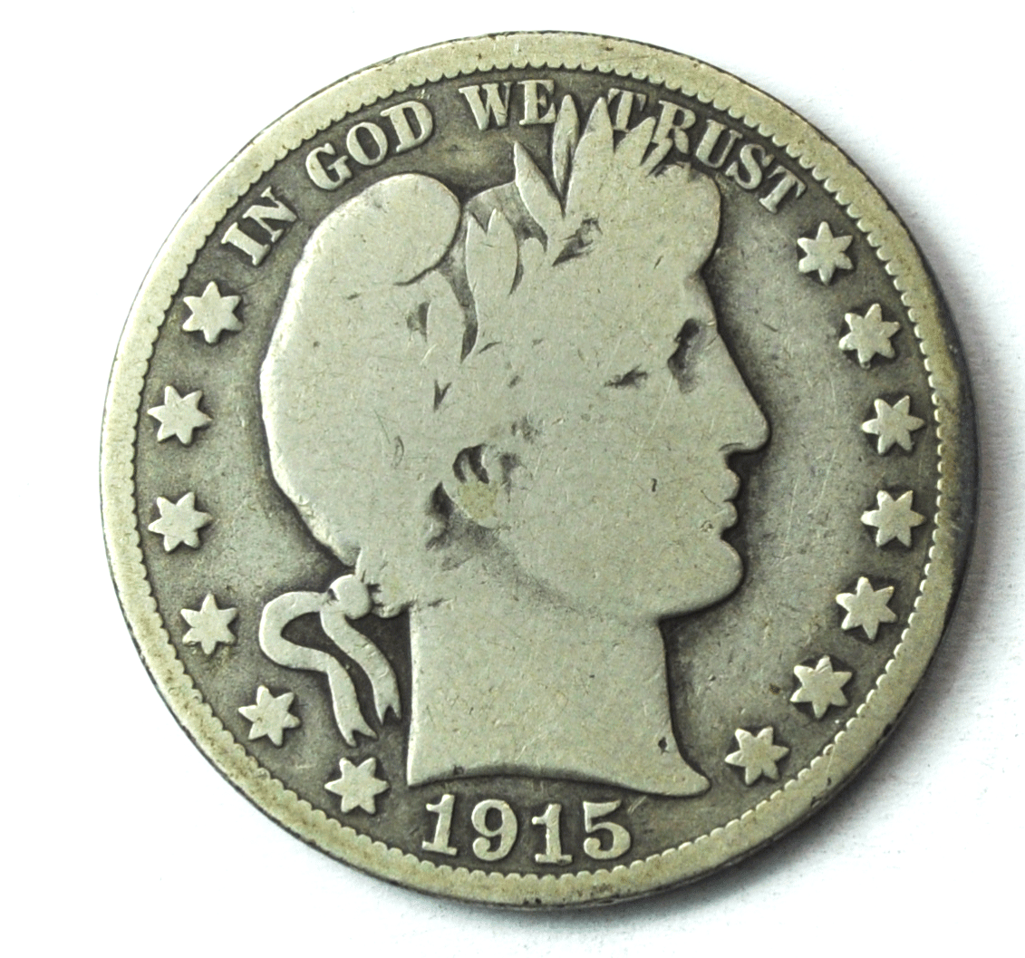 1915 50c Barber Silver Half Dollar Fifty Cents US Philadelphia