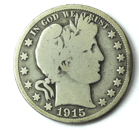 1915 50c Barber Silver Half Dollar Fifty Cents US Philadelphia