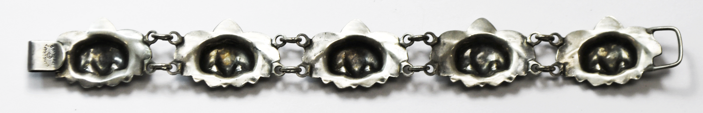 1940's Danecraft Sterling Silver Lily Pad Bracelet 21mm 7"