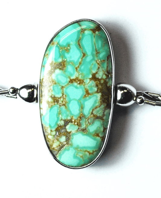 Sterling Silver Reversible Light & Dark Blue Turquoise 32mm Pendant 21" Necklace