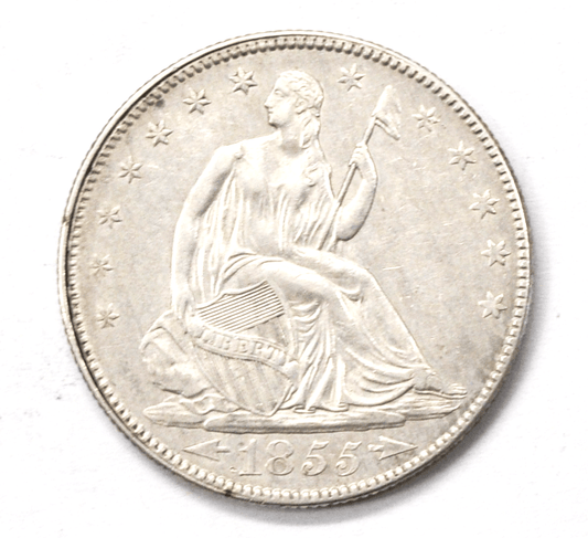 1855 50c Seated Liberty Silver Half Dollar Philadelphia AU