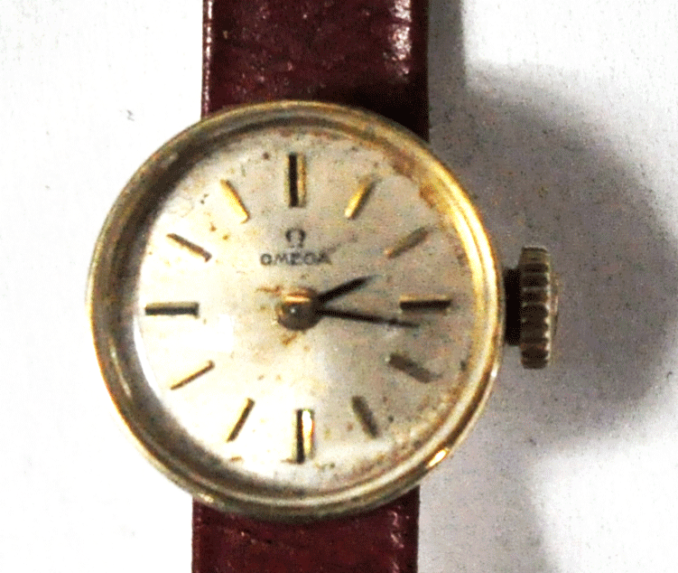 Omega EE 5783 14k Solid Gold Sliding Case Quick Change Band Watch 650 17J 14mm