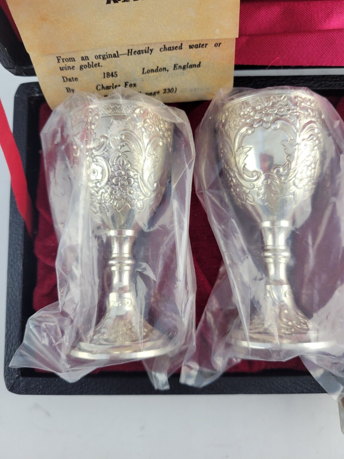 Regal Reproductions Set Of 4 Silver Plated Mini Wine Goblets Boxed Corbell