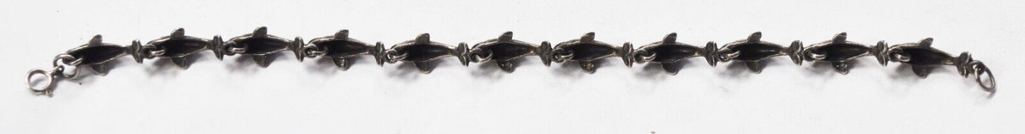 Sterling Silver 11 Dolphin Link Bracelet 9mm 8-1/4"