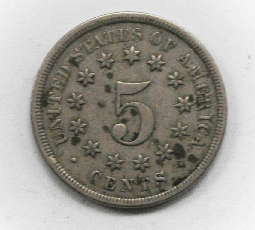 1868/68 5c Shield Nickel Five Cents US Coin 1868 Reverse