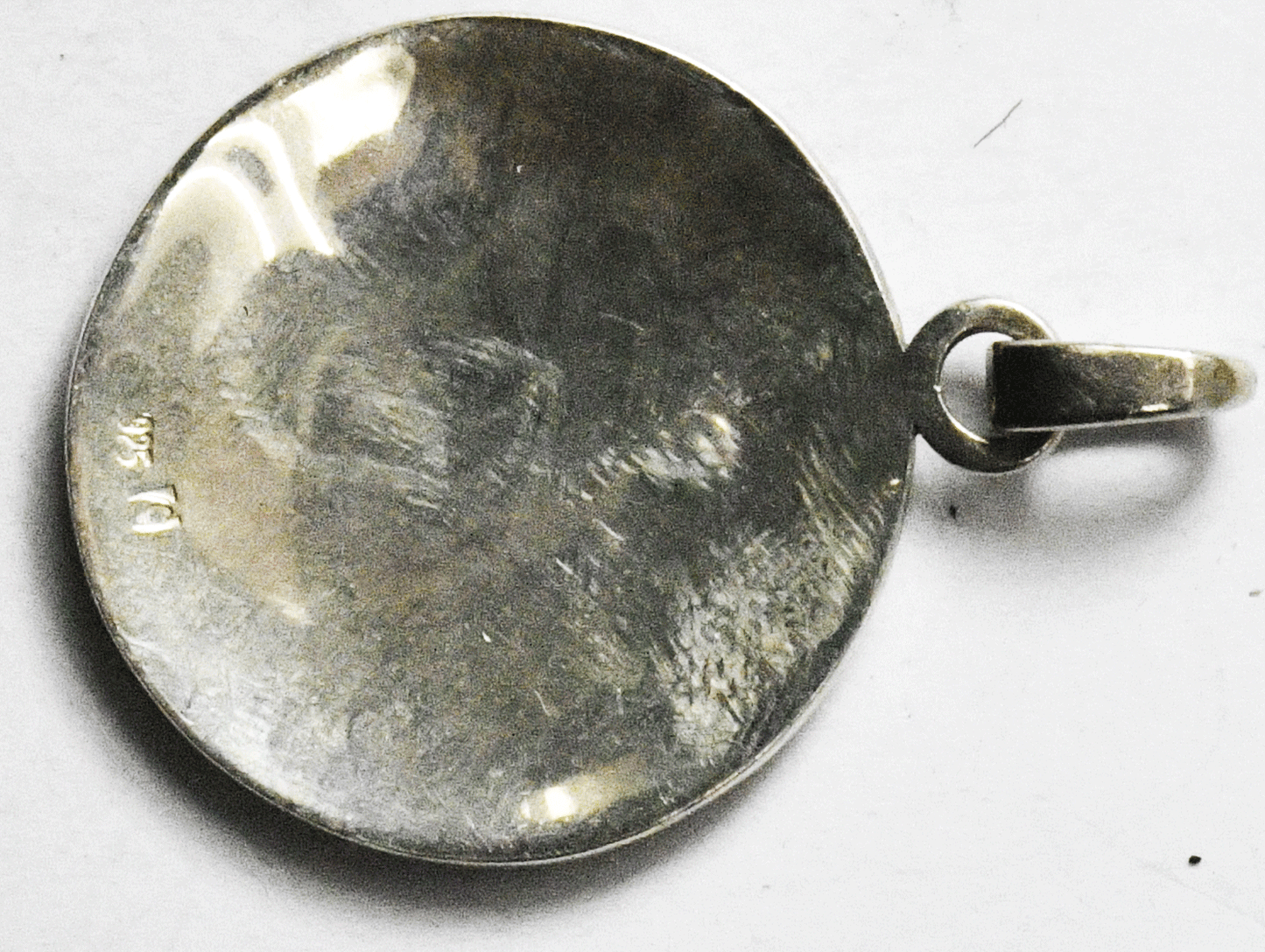 Sterling Silver Signed C 27mm Round I Love You 45 Pendant