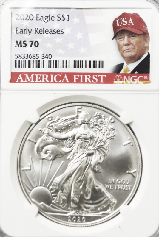 2020 $1 Silver American Eagle PCGS MS70 One Ounce Early Release